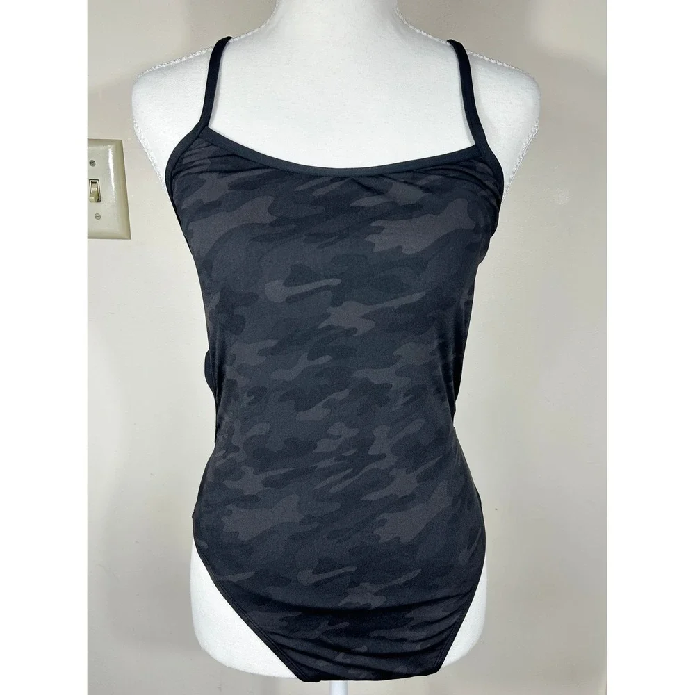 TYR Durafast Elite Trinityfit One Piece‎ Swimsuit L 34 Blackout Camo Athletic